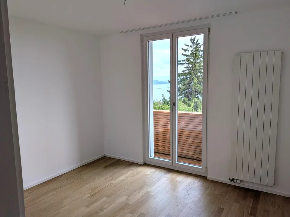 Grande duplex di 6.5 locali con vista panoramica sul lago e le Alpi, giardino privato