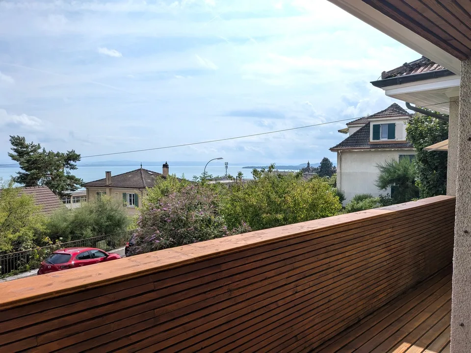 Grand duplex 6.5 pièces avec vue panoramique sur le lac et les Alpes, jardin privé