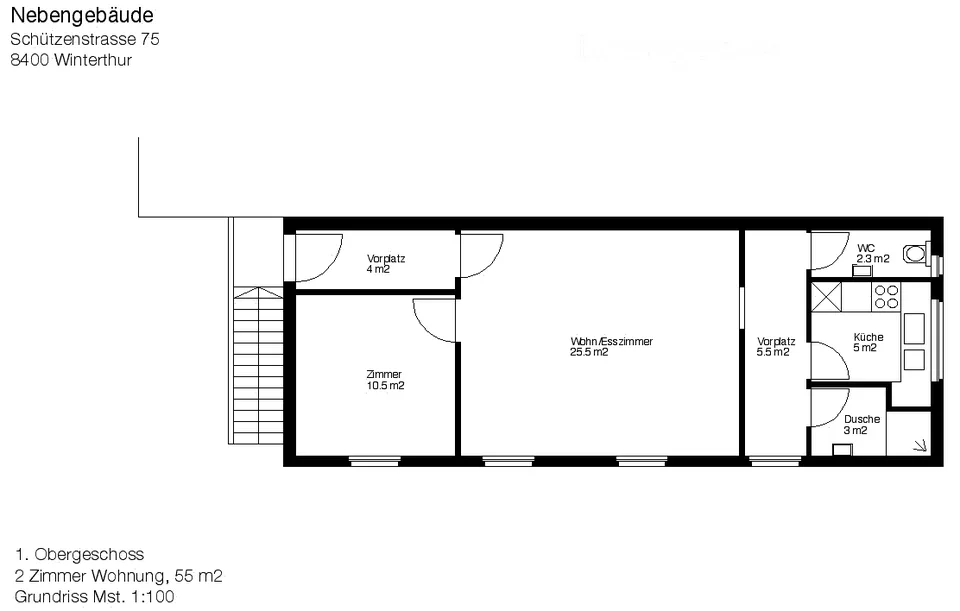 Appartement 2 pièces dans le bâtiment annexe