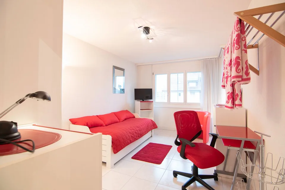 Furnished 2.5-room apartment - balcony, private laundry room, elevator - in Buchs Zürich