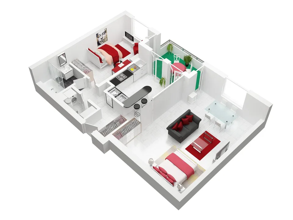 Furnished 2.5-room apartment - balcony, private laundry room, elevator - in Buchs Zürich