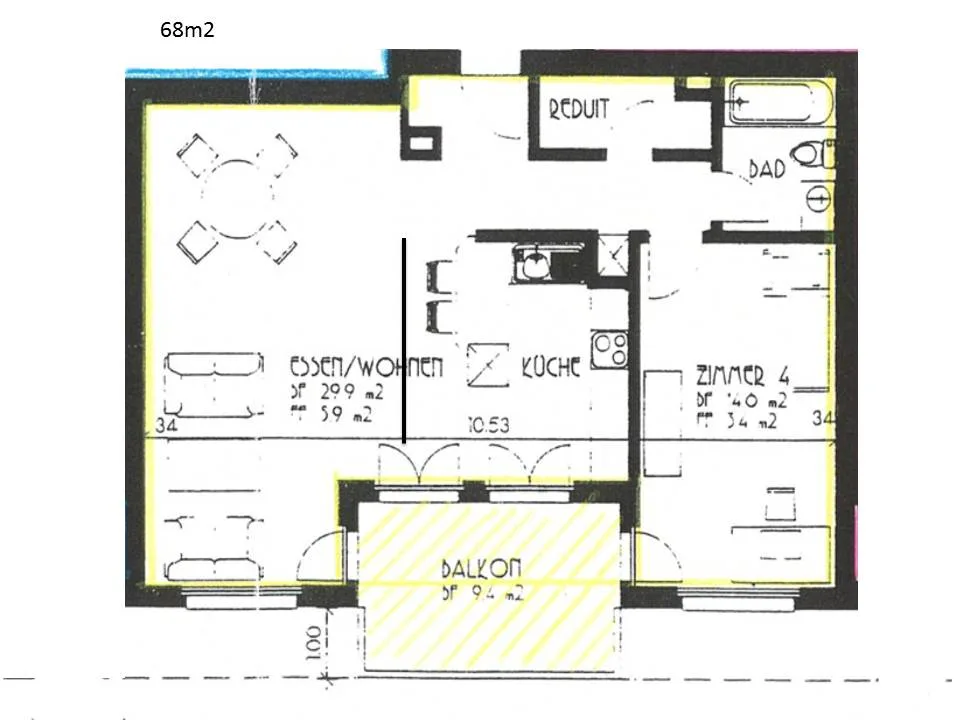 Furnished 2.5-room apartment - balcony, private laundry room, elevator - in Buchs Zürich