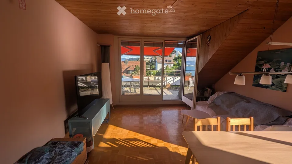 Charmant appartement 3 pièces au dernier étage avec vue imprenable sur le lac à Oberrieden