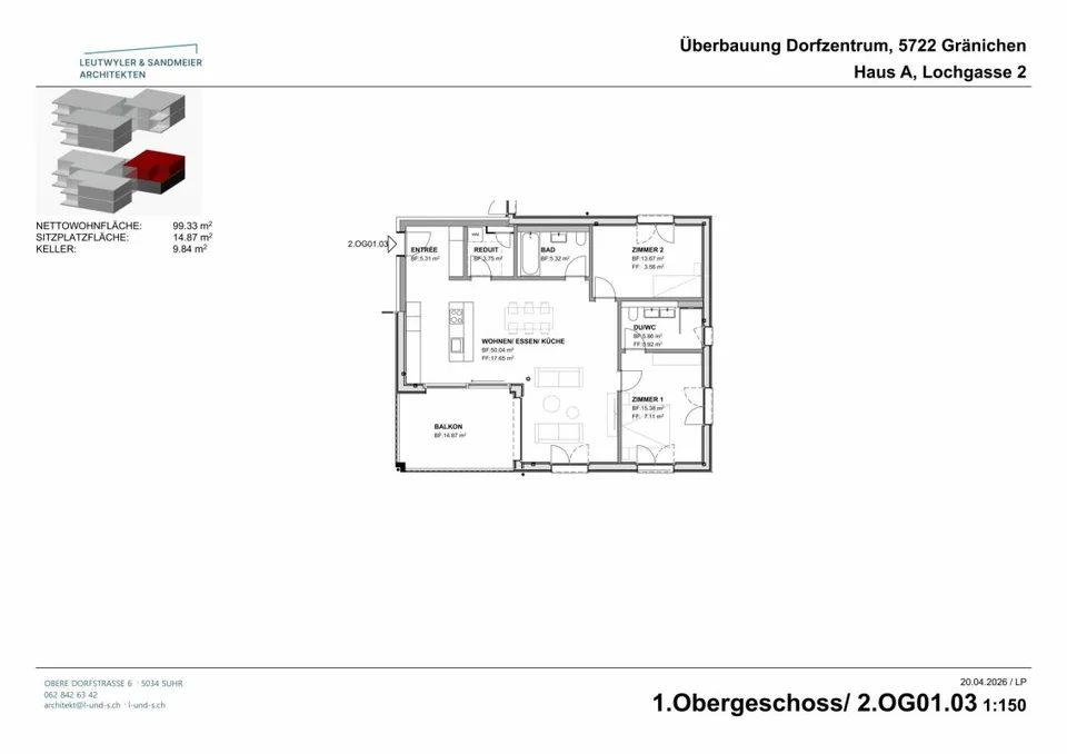 Im Herzen von Gränichen 3.5 Zimmer Neubau-Wohnungen