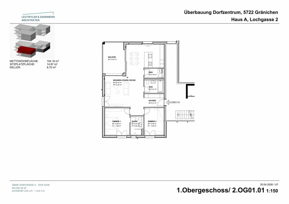 Im Herzen von Gränichen 3.5 Zimmer Neubau-Wohnungen