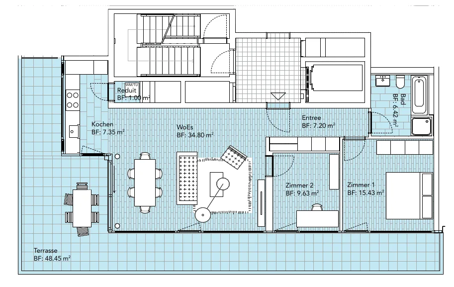 Bright 3.5 room attic apartment 17th floor