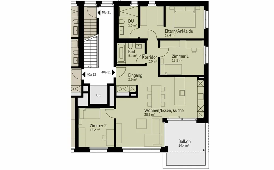 144 m² | 4,5 locali appartamento al piano superiore | Prima occupazione