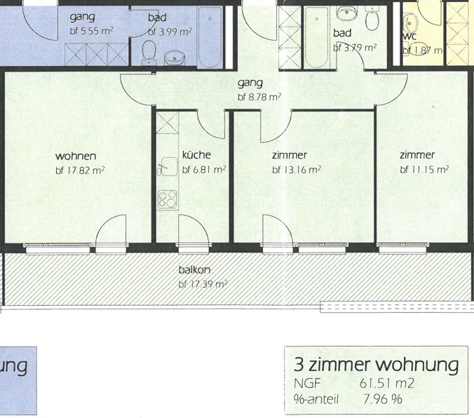 Appartement de 3 pièces rénové avec grand balcon ensoleillé