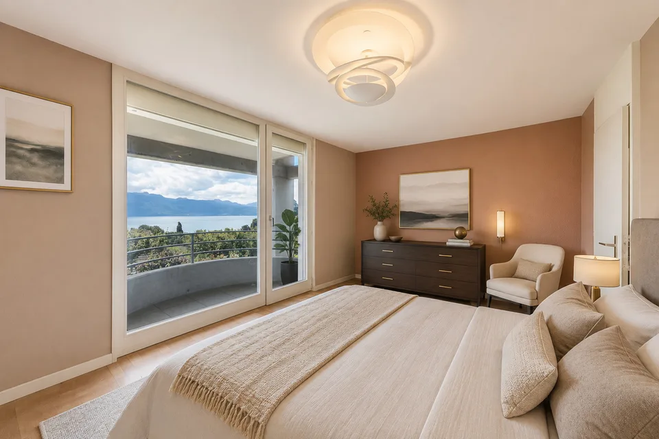 Duplex en rez-de-jardin avec vue lac