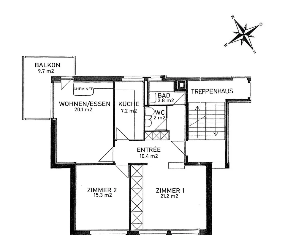 Appartement lumineux avec cheminée