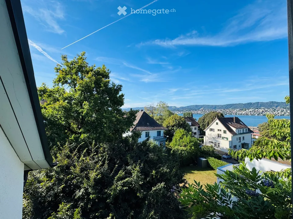 Attic apartment with dreamy lake view & chimney