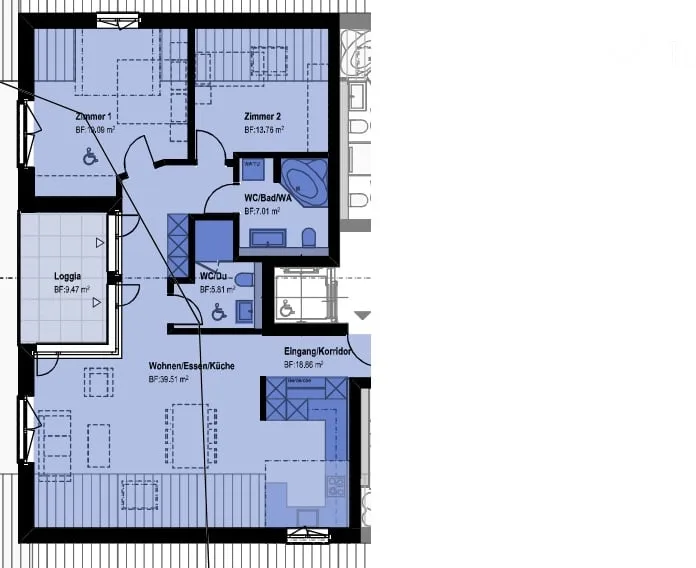 Moderne -Wohnung mit 107 m², Loggia und Bodenkühlung
