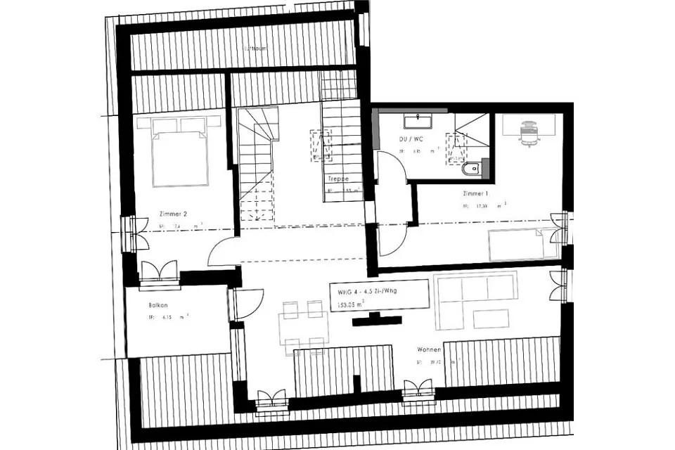 Grosse 4½-Zimmer Dachmaisonette