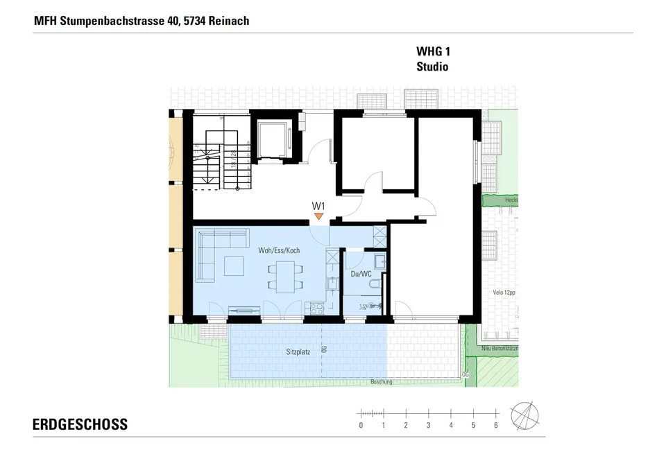 ERSTBEZUG moderne 1.5-Zimmer-Gartenwohnung im Zentrum von Reinach