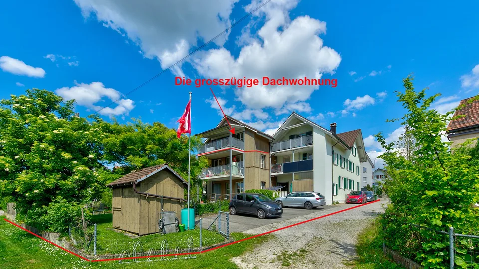 Grosszügige und helle  3 ½-Zimmer Dachwohnung am Rande des alten Dorfkerns von Elgg