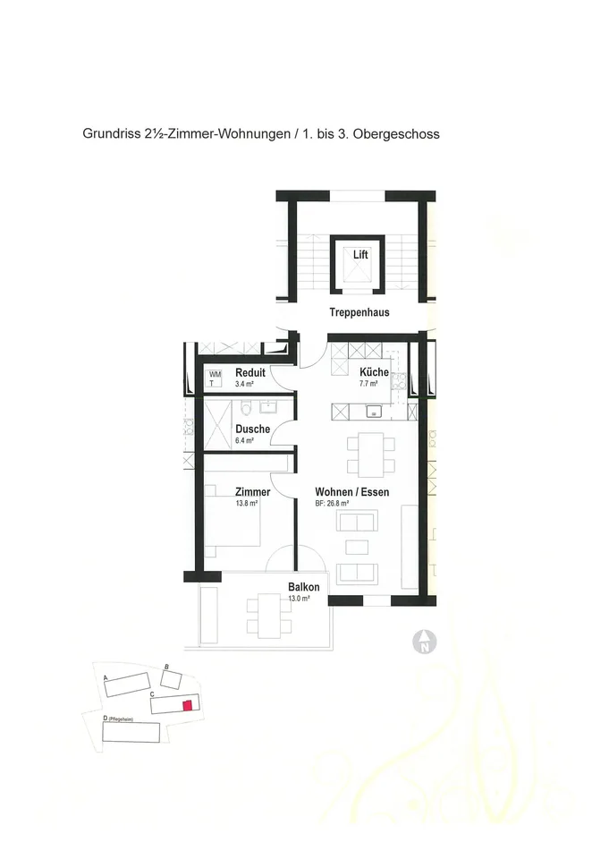 Appartement moderne 2.5 pièces au 1er étage avec norme bonacasa