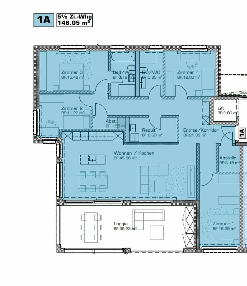 Erstvermietung: moderne 5.5-Zimmerwohnung mit Bergsicht