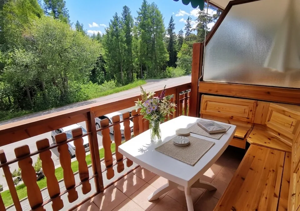 À louer (au mois) à partir du 1er février 2027 ce vaste studio sud à proximité du centre de Crans !