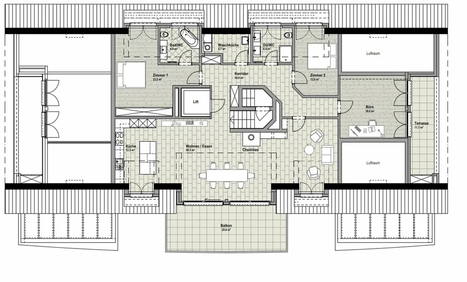 Grosszügige 4.5-Zimmer-Attika-Wohnung mit zwei Tiefgaragenplätzen, zwei Kellern