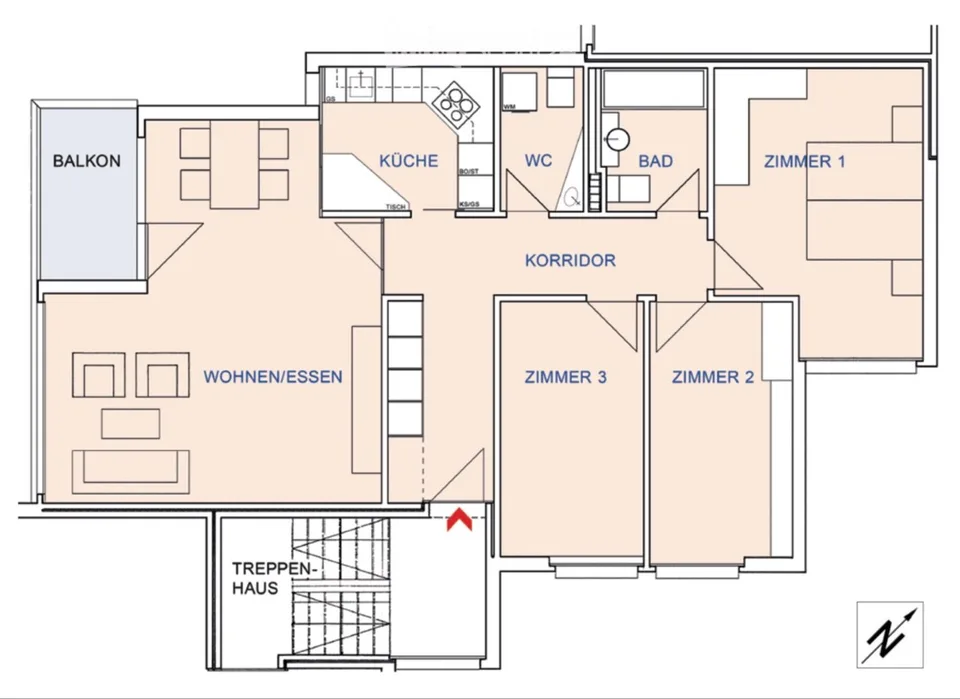 Helle 4.5 Zi-Wohnung mit Balkon und Bergsicht zu vermieten