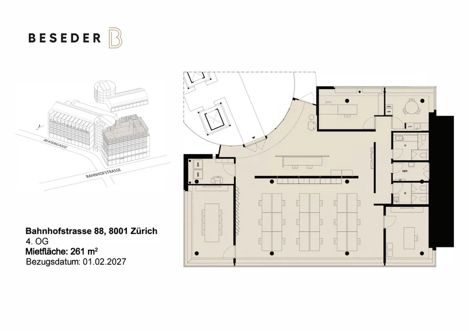 First-Class-Büro an der Bahnhofstrasse in Zürich