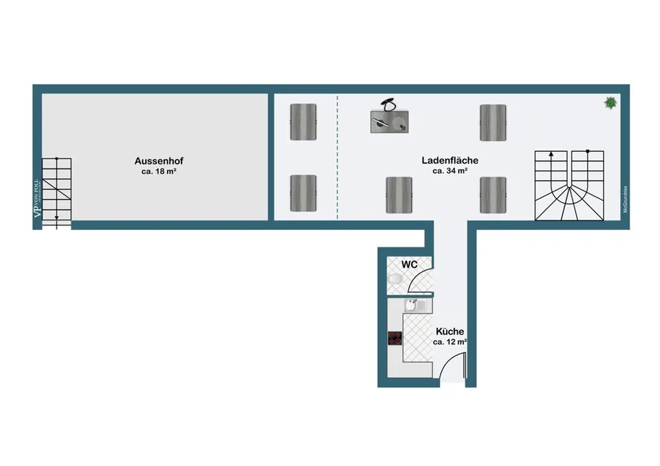 Rental - Attractive Retail Space with Inner Courtyard on Gotthardstrasse