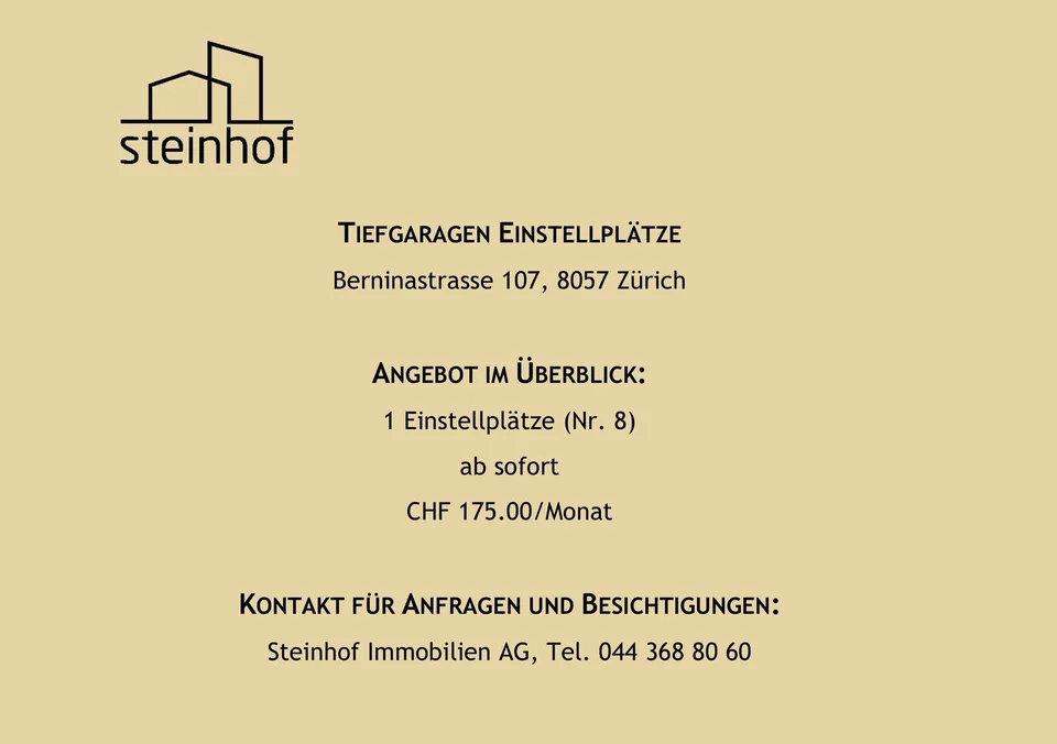 Einstellplatz zu vermieten