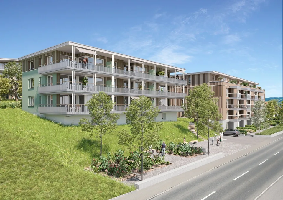 Free motorcycle parking in the am-wiberg.ch development, St. Erhard