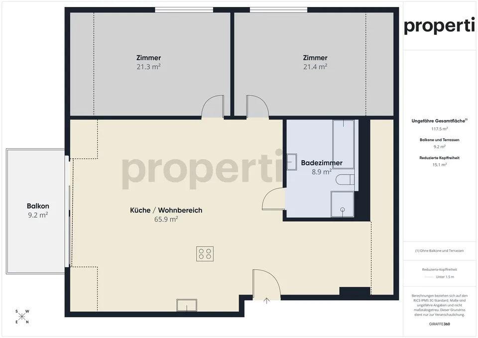 Moderne 3.5-Zimmer-Attikawohnung mit Balkon, Kallnach