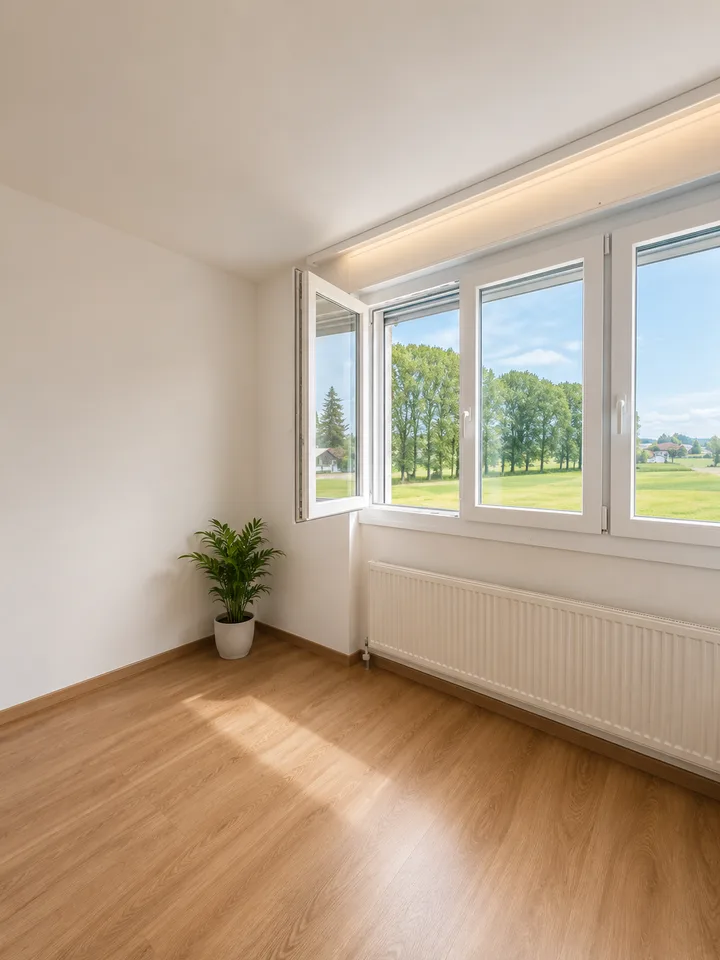 Charmanter Apartment mit 3.5 Zimmern, Balkon und freier Sicht in Villaraboud
