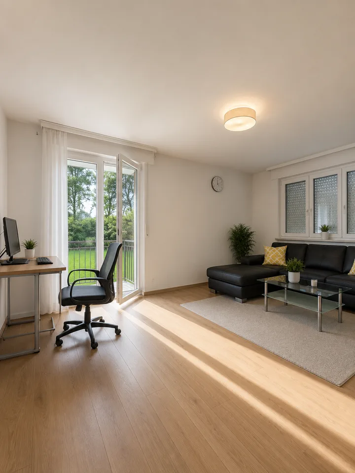 Charmanter Apartment mit 3.5 Zimmern, Balkon und freier Sicht in Villaraboud