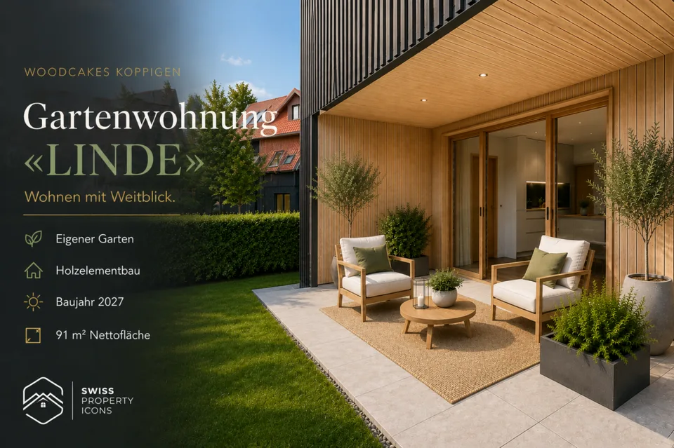 NEUBAU: Gartenwohnung "LINDE" - Traumhafte Neubauwohnungen im Zentrum von Koppigen