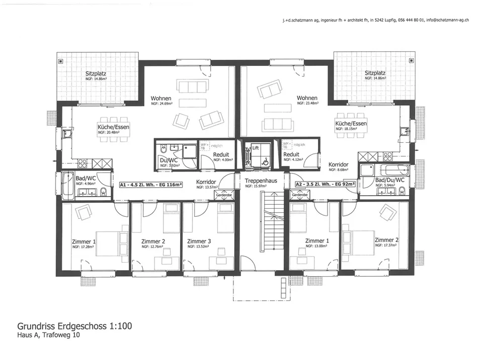 Moderne 3.5-Zimmer-Wohnung mit Balkon in Lupfig