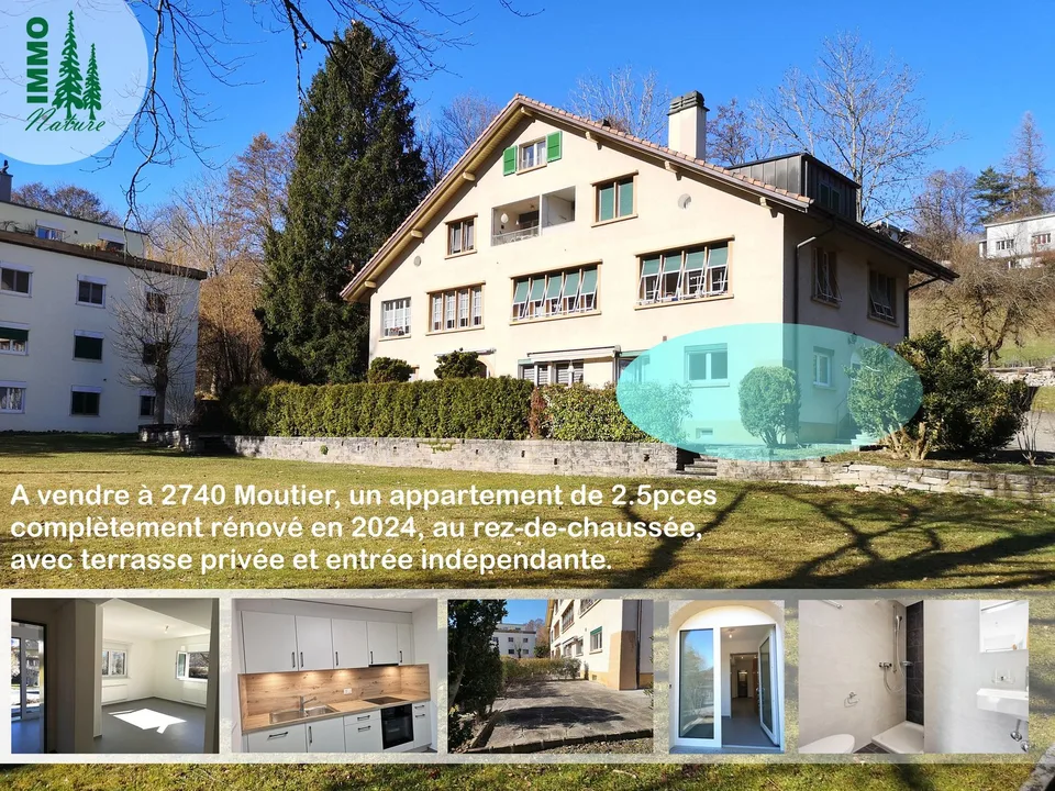 A vendre à Moutier appartement avec terrasse, rénové complètement en 2024