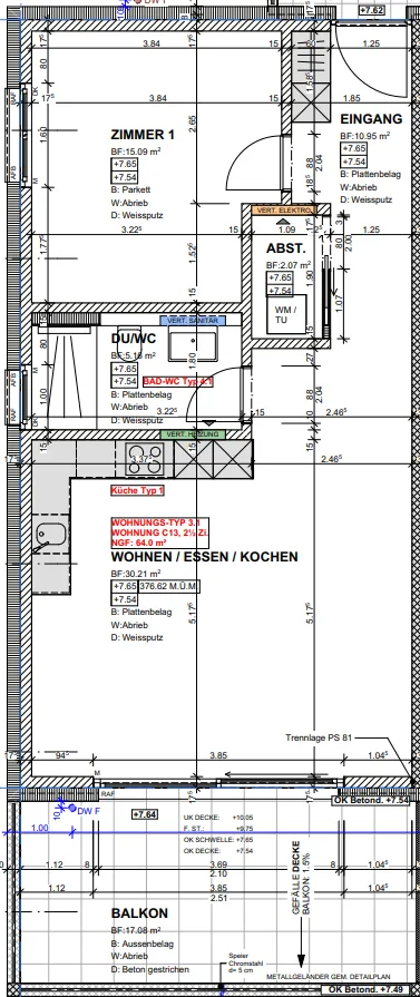 Moderne 2.5-Zimmerwohnung mit grosszügigem Balkon und herrlicher Aussicht