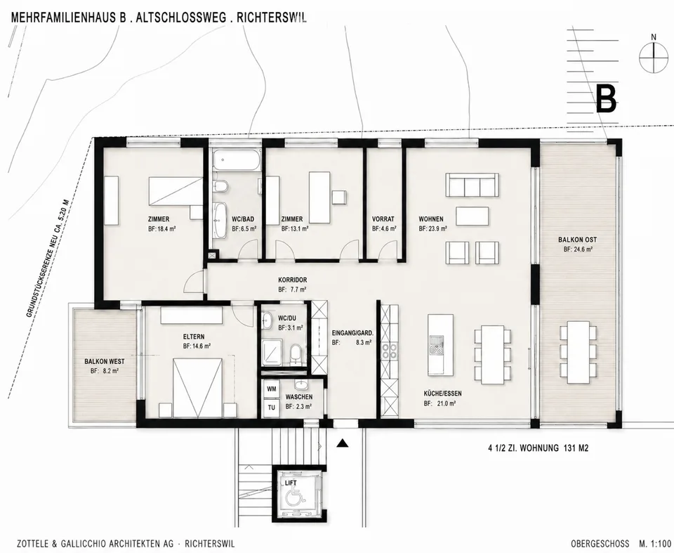 Above Lake Zurich – 4½ rooms with 131 m² and 32.8 m² balcony