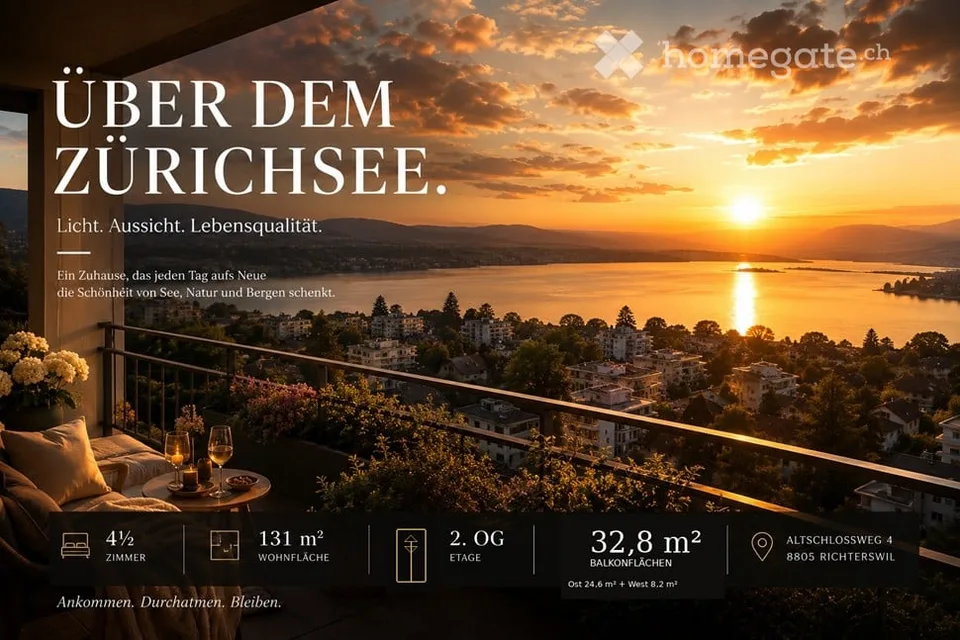 Über dem Zürichsee – 4½ Zimmer mit 131 m² und 32.8 m² Balkon