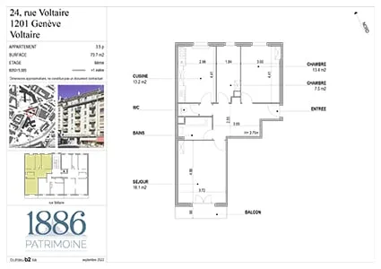 Appartement de 3.5 pièces au 6ème étage