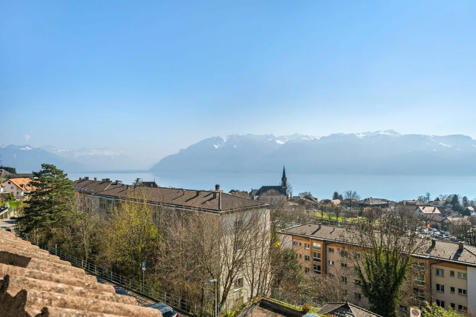 Wohnung mit 3,5 Zimmern und einer atemberaubenden Aussicht auf den See und die Berge!