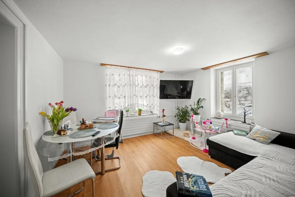 Renovated 3.5-room apartment with garden share near the Thur