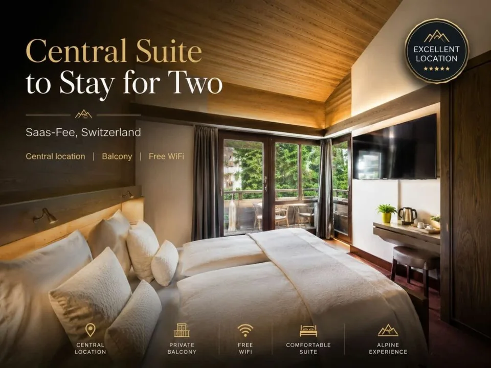Möbliertes Hotelzimmer mit Balkon - wochenweise in Saas-Fee
