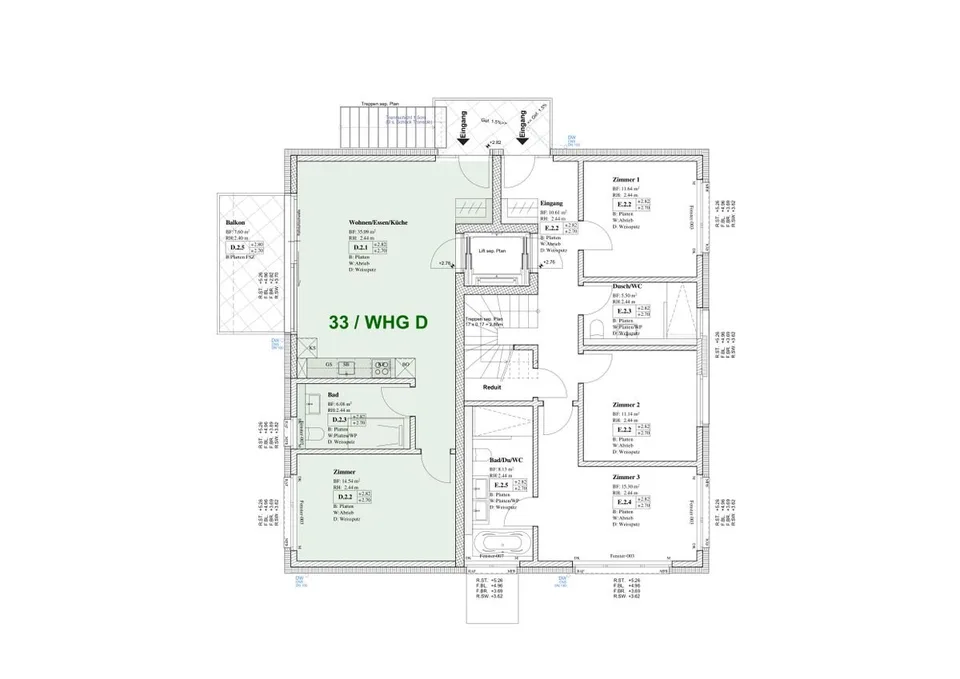 NEUBAU AN TOP LAGE (WHG-D) MIT EIGNE WASCHKÜCHE UND KELLER (14,5 m2)