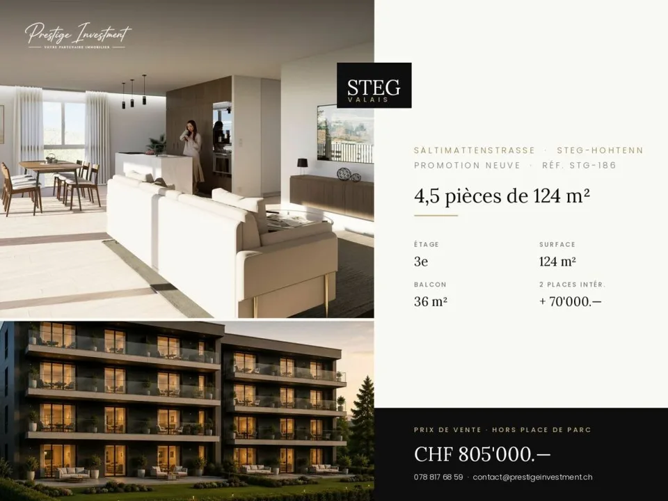 STG-186 ? 4,5 pièces de 124 m², dernier étage, CHF 805'000.--