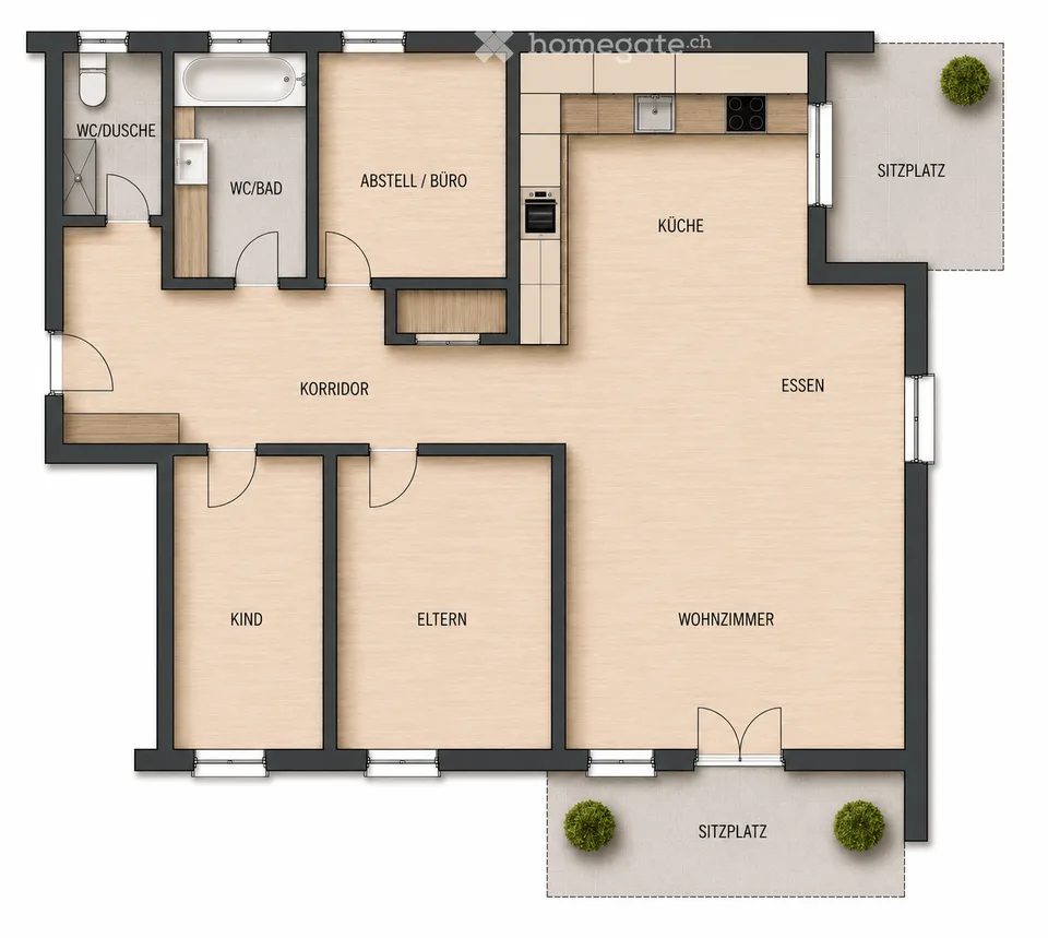 Stilvolle 3½-Zimmer-Gartenwohnung im Eigentümerstandard