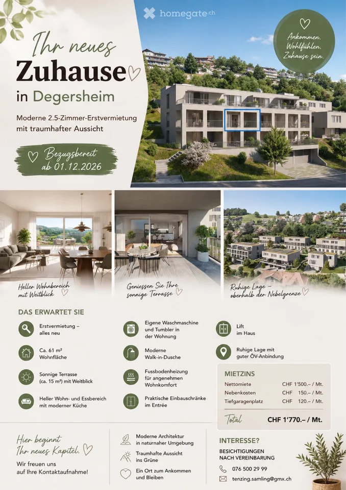 Newly Built Rental: 2.5-Room Apartment