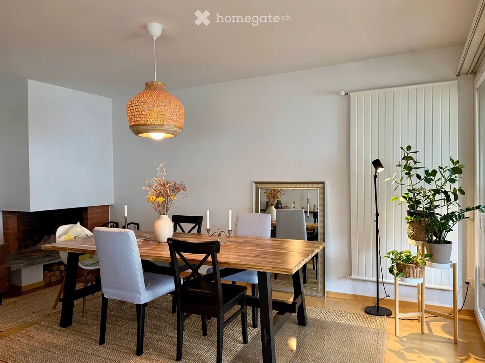 Appartement de 5 pièces lumineux avec cheminée, balcon & place de garage à Zollikon