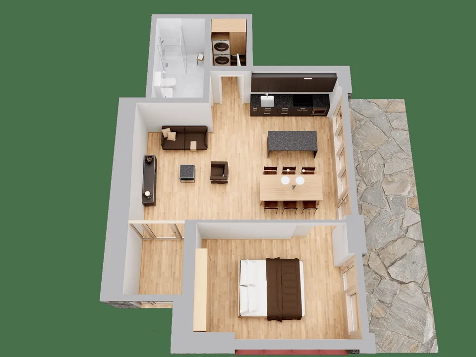 1.5-Zimmer-Studio im neuen Anbau der Residenz Posthaus – Projekt Posthaus Urigen