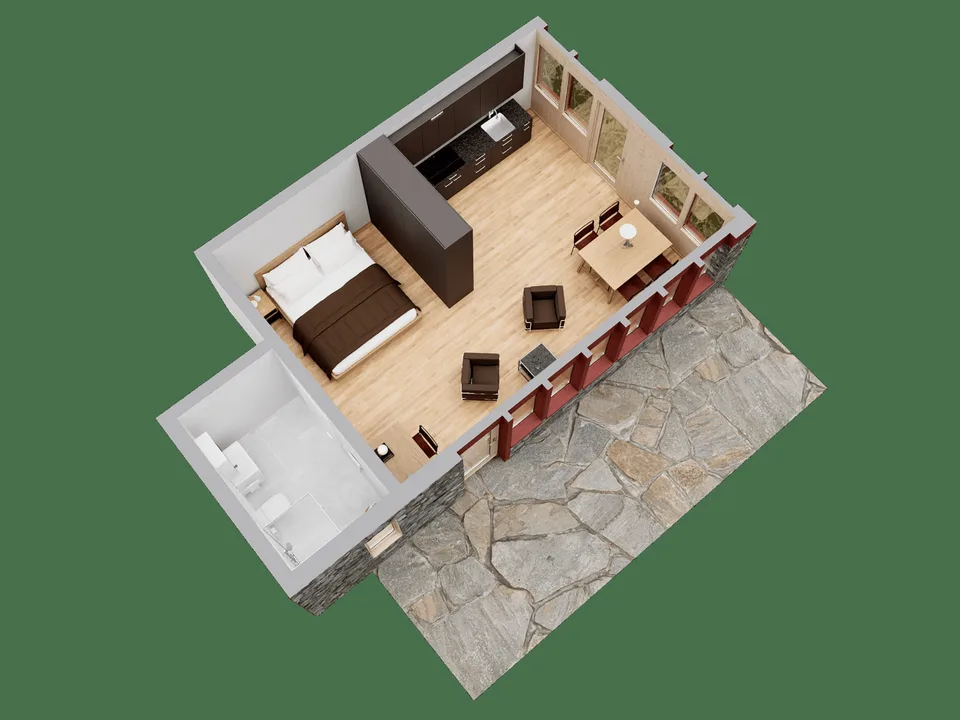 1-Zimmer-Studio im neuen Anbau der Residenz Posthaus – Projekt Posthaus Urigen