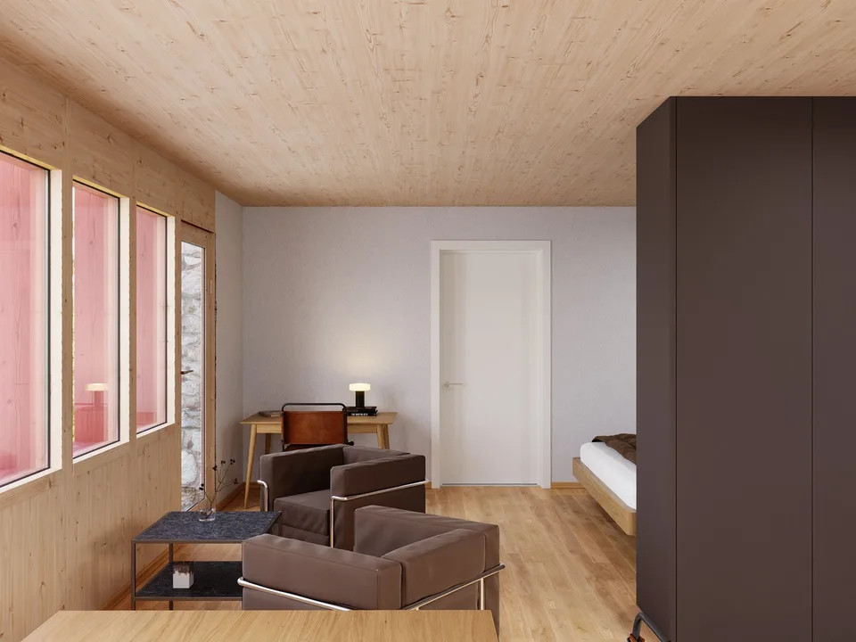 1-Zimmer-Studio im neuen Anbau der Residenz Posthaus – Projekt Posthaus Urigen