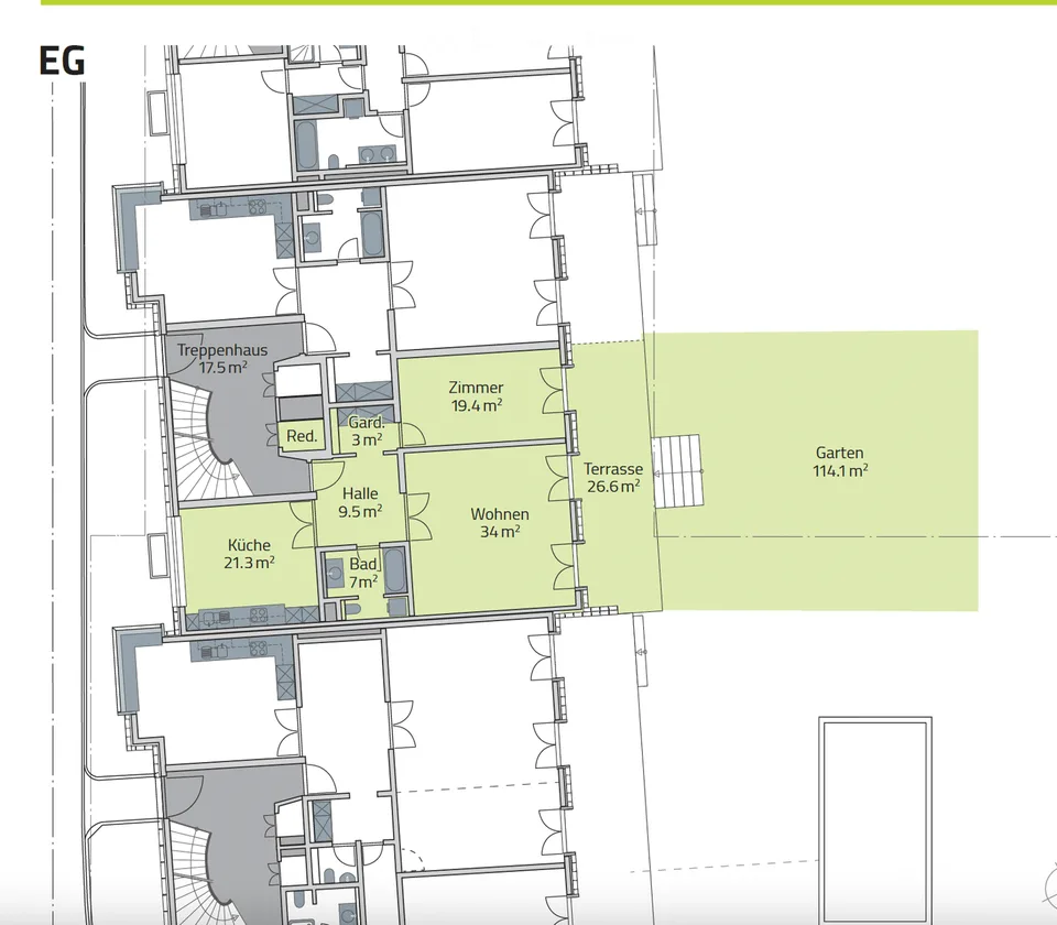 Grosszügige 2.5-Zimmer-Wohnung im Erdgeschoss mit Garten und Aussicht in Oberwil BL